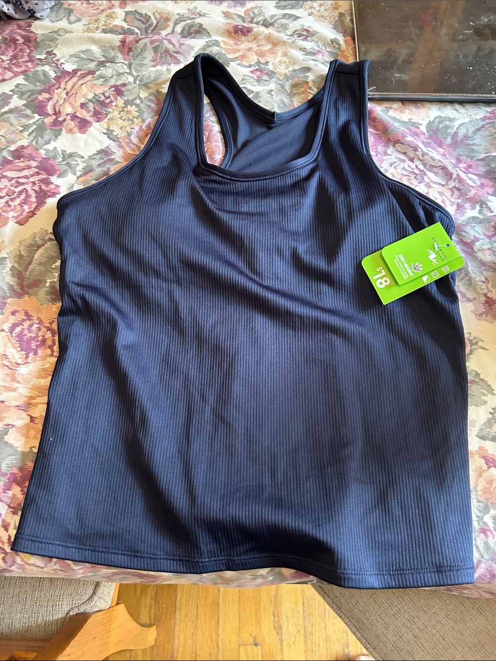NWT Walmart Women Ribbed Racerback Tank Top Navy Blue Size Large